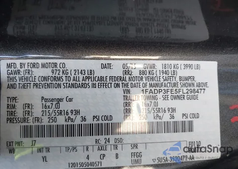 2015 Ford Focus Se from USA, damaged, VIN 1FADP3FE5FL298477